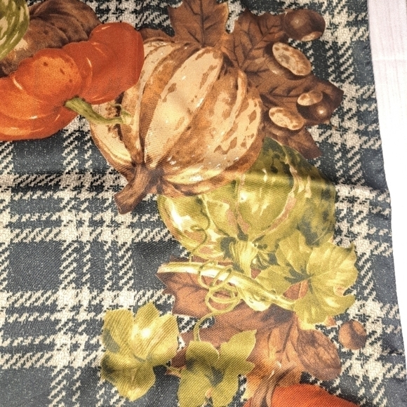 Punpkin Gourd Acorn Plaid Autumn Scarf - Picture 3 of 12